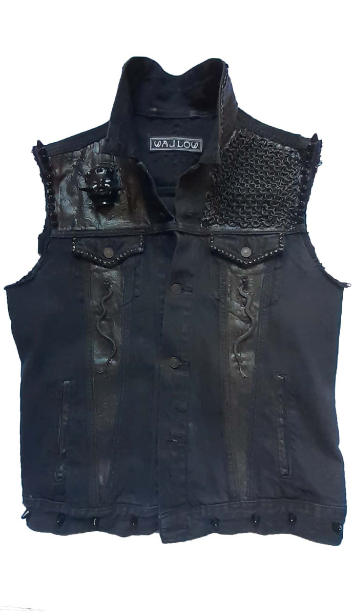 ★LECYTO★ Destroyed Radiance SleevelessBlack FUTURE SHOCK TOP sleeveless - Cracked Hologram Fabric